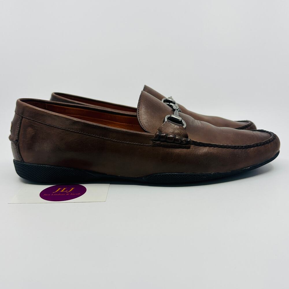 Peter Millar Men's Brown Leather Horsebit Driving Loafers MC0F40 Size 11 M